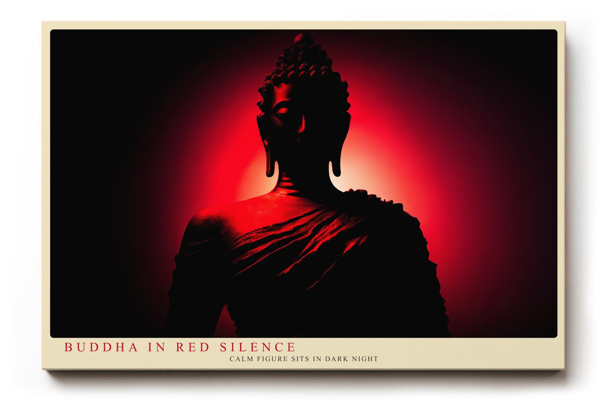 Paul Sinus Wandbild 120x80cm Buddha Silhouette rotes Licht spirituelle Zen Kunst moderne Meditation Kunstdruck stilvolle Wanddekoration fuer Wohnzimmer Schlafzimmer Yoga Raum