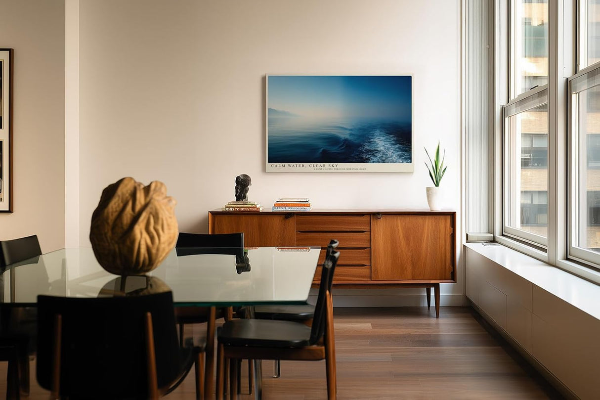 Paul Sinus Wandbild 120x80cm Calm Water Clear Sky Ruhige Meereslandschaft mit Horizont Blaues Meer Natur Kunst fuer Wohnzimmer Schlafzimmer und Büro