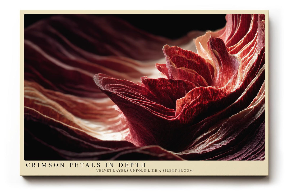 Paul Sinus Wandbild 120x80cm Crimson Petals in Depth Abstrakte Bluetenstruktur in Rot Modernes Kunstbild fuer Wohnzimmer Schlafzimmer und Büro