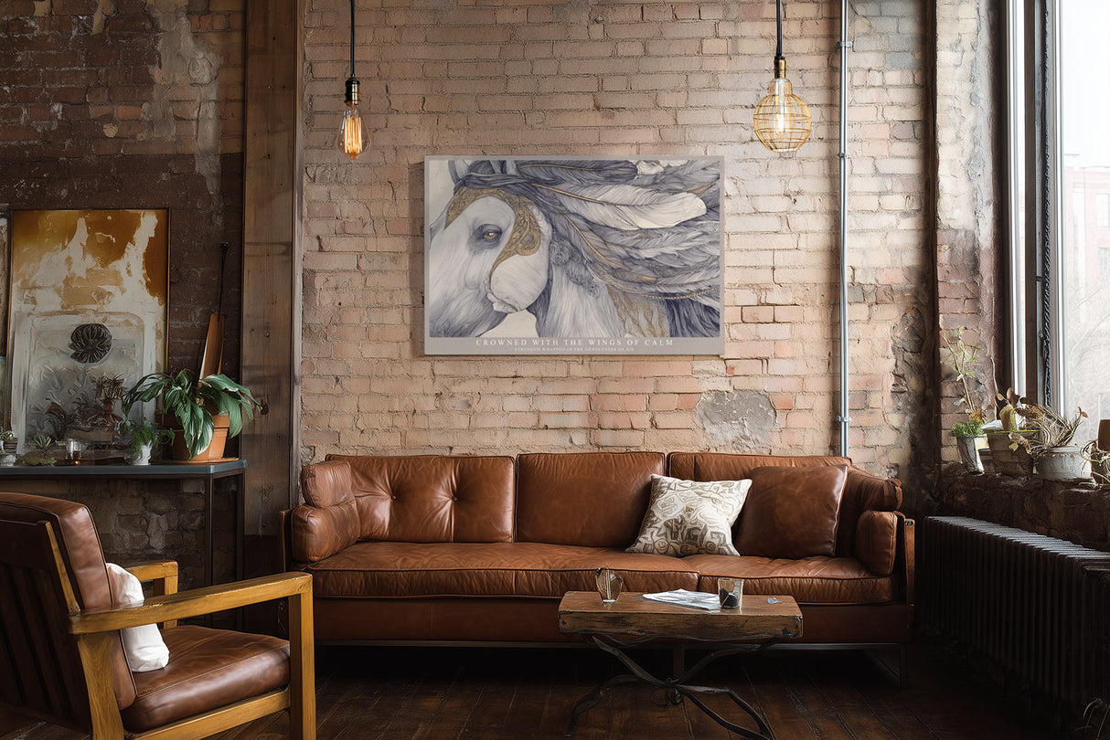 Paul Sinus Wandbild Crowned with the Wings of Calm Majestic Horse with Golden Grace and Airy Elegance