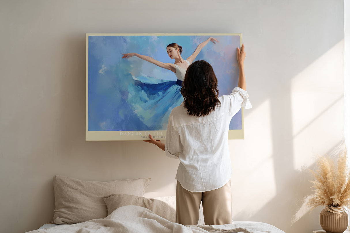 Paul Sinus Wandbild Dancer in the Sky of Dreams elegante Tänzerin in Blau Weiß mit anmutiger Bewegung und traumhafter Leichtigkeit
