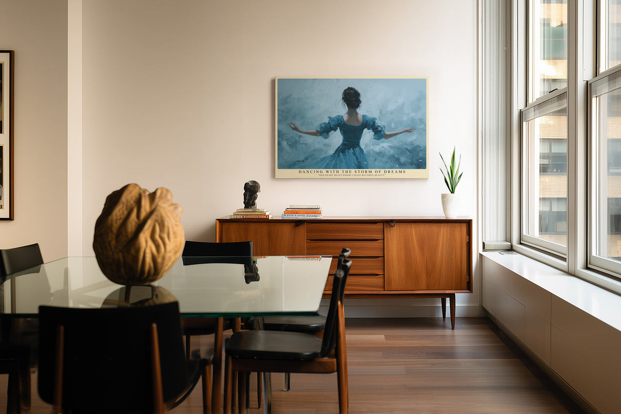Paul Sinus Wandbild Dancing With the Storm of Dreams – Ausdrucksstarke Dynamik und poetische Emotion in blauer Eleganz