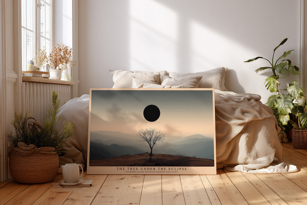 Paul Sinus Wandbild Der einsame Baum unter der Finsternis – Symbol für Licht und Schatten im Gleichgewicht