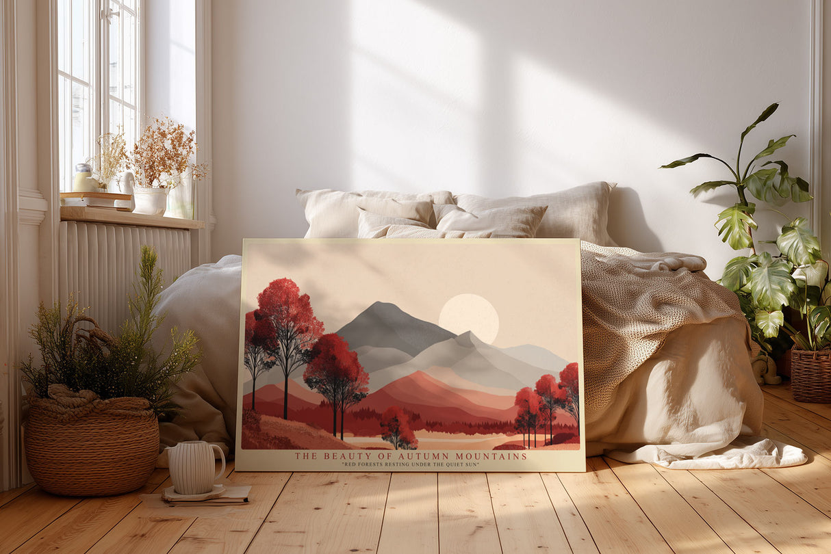Paul Sinus Wandbild Die Schönheit der Herbstberge – Rotgoldene Wälder im Licht der Sonne