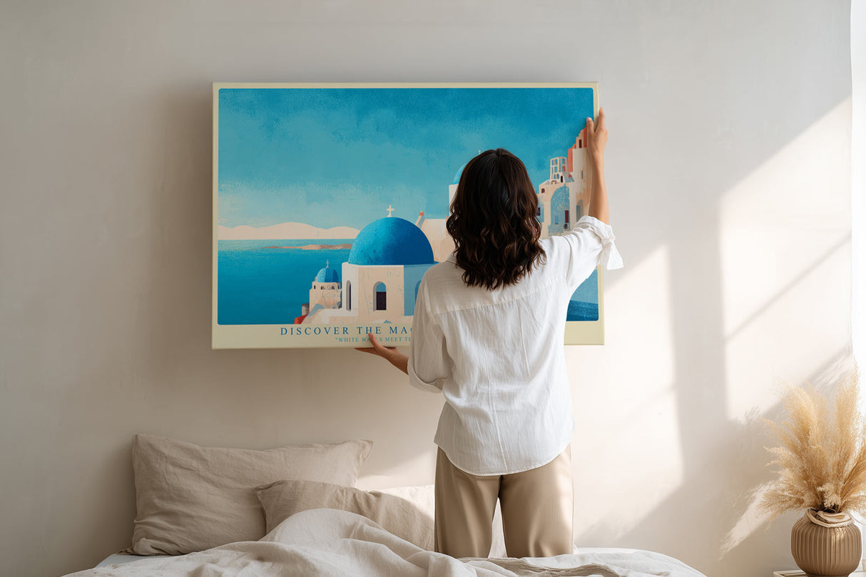 Paul Sinus Wandbild Discover the Magic of Santorini – Mediterrane Farbwelt und architektonische Eleganz in Urlaubsatmosphäre