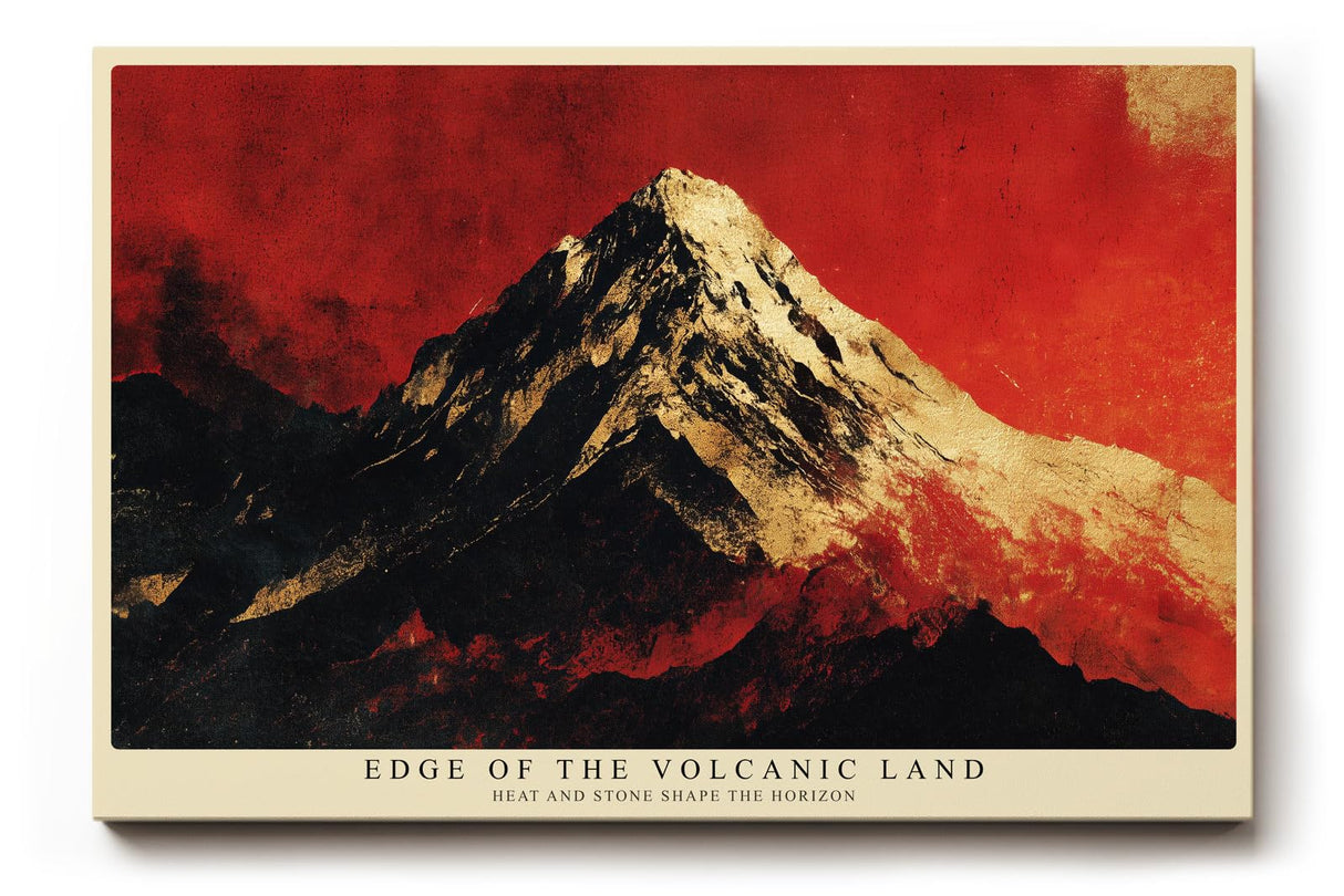 Paul Sinus Wandbild 120x80cm dramatische Berglandschaft rot schwarz modern Vulkan Himmel Kunstdruck grosses Wandbild 120x80cm kraftvolle Natur Wanddekoration fuer Wohnzimmer Büro