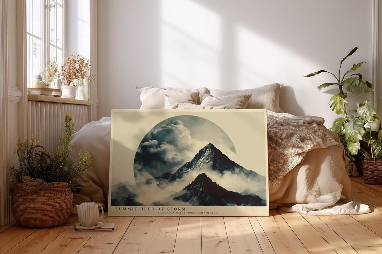 Paul Sinus Wandbild 120x80cm Dramatische Berglandschaft Wolken moderne Natur Kunst Wanddekoration Berge Landschaft Wohnzimmer