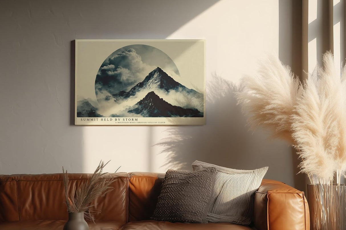 Paul Sinus Wandbild 120x80cm Dramatische Berglandschaft Wolken moderne Natur Kunst Wanddekoration Berge Landschaft Wohnzimmer