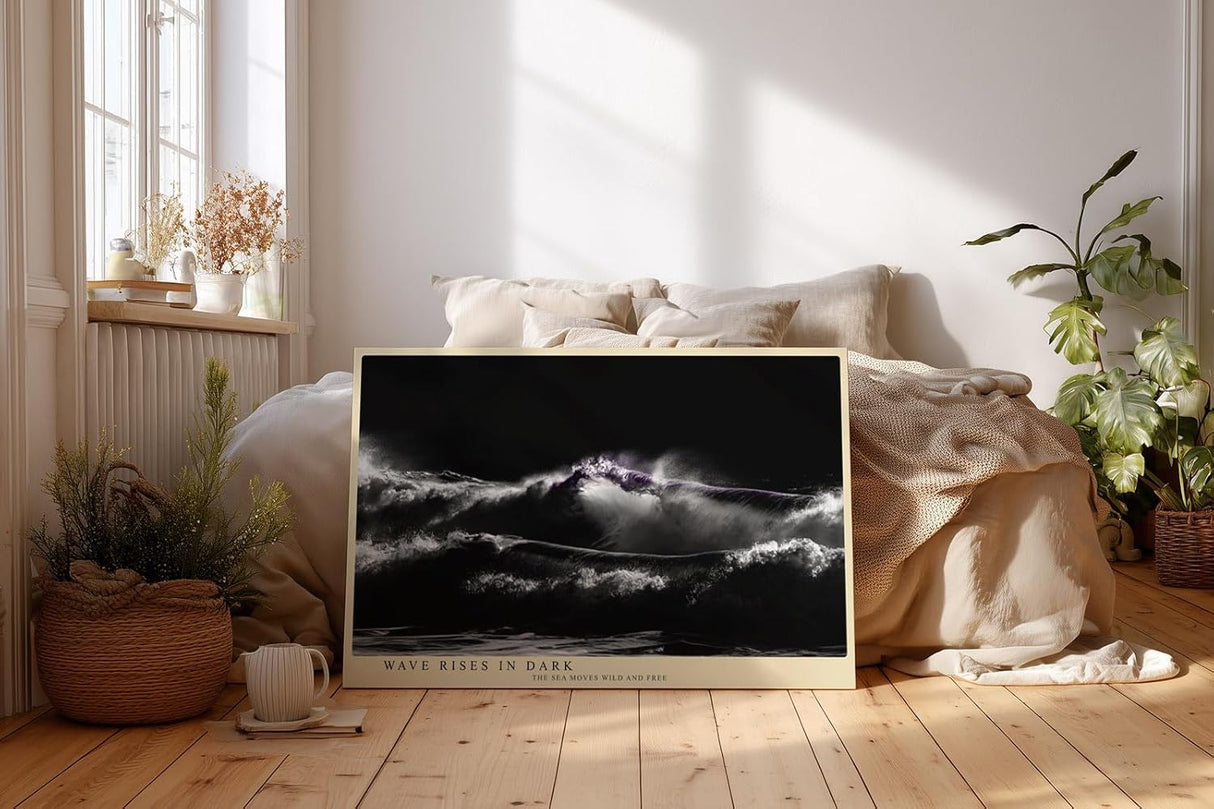 Paul Sinus Wandbild 120x80cm dramatische Meereswelle Fotokunst schwarz dunkel minimalistische Ozean Landschaft modernes Natur Kunstbild stilvolle