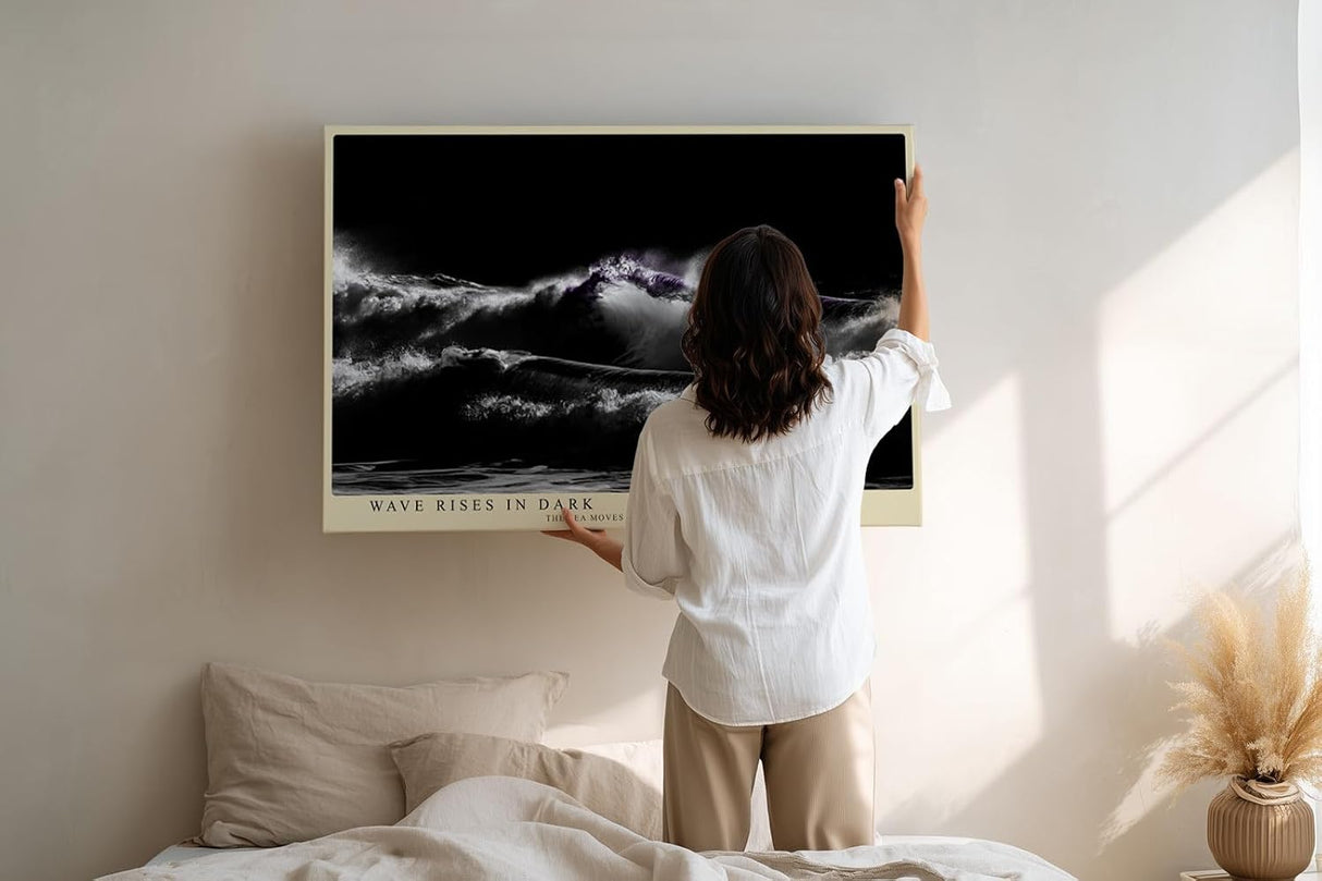 Paul Sinus Wandbild 120x80cm dramatische Meereswelle Fotokunst schwarz dunkel minimalistische Ozean Landschaft modernes Natur Kunstbild stilvolle