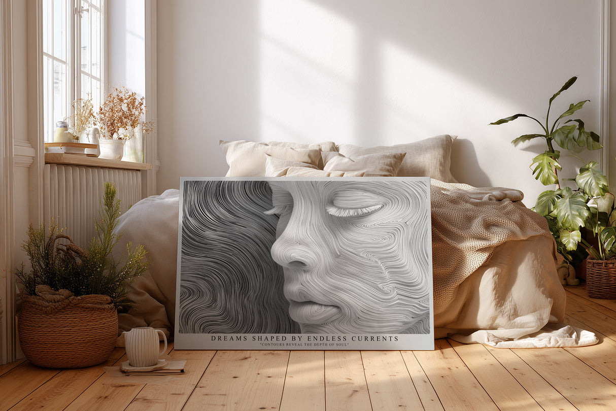 Paul Sinus Wandbild Dreams Shaped by Endless Currents Abstract Portrait in Flowing Lines