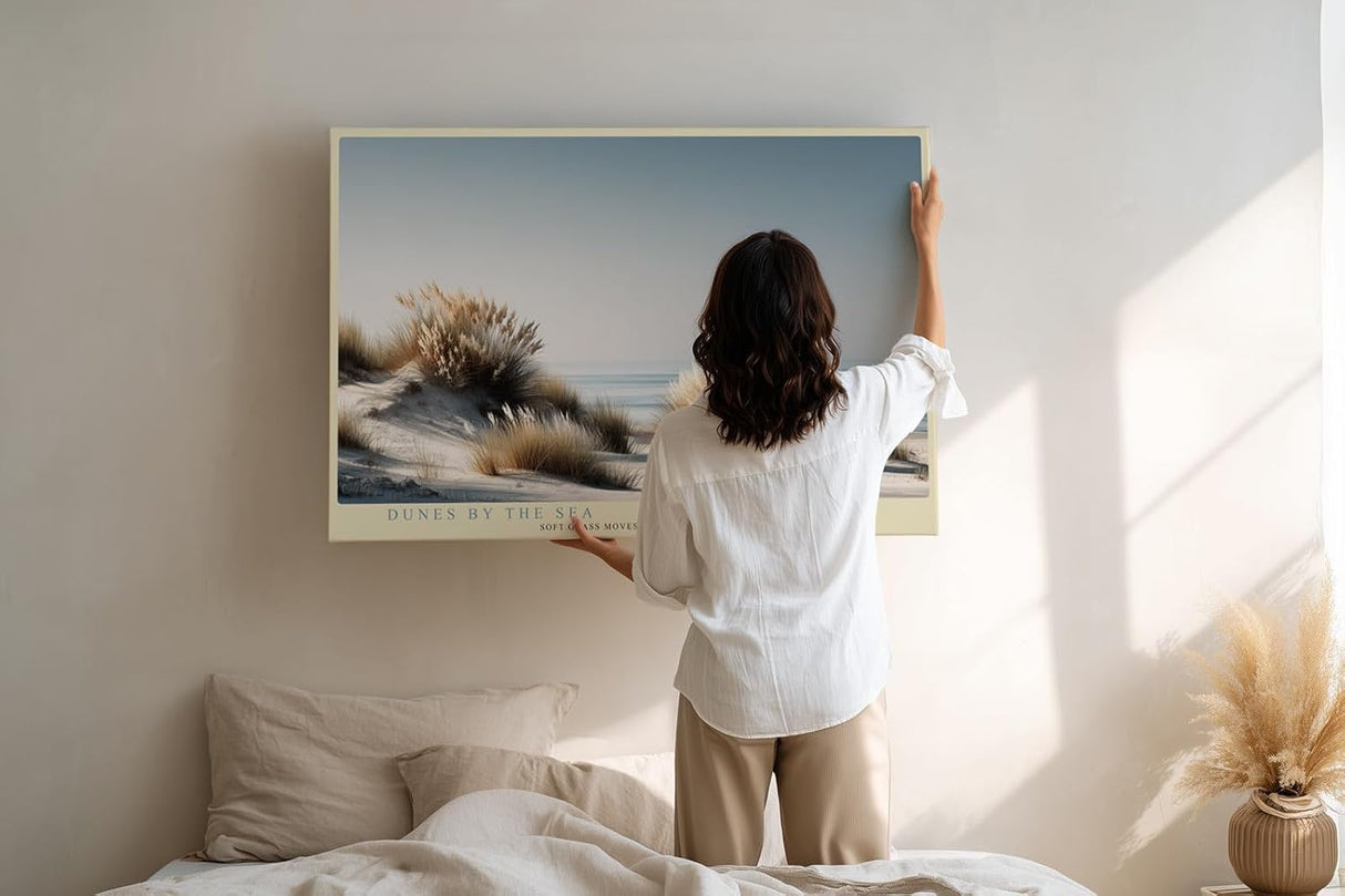 Paul Sinus Wandbild 120x80cm Dünenlandschaft Meer Strandgras ruhige Küste minimalistische Naturkunst moderne Strand