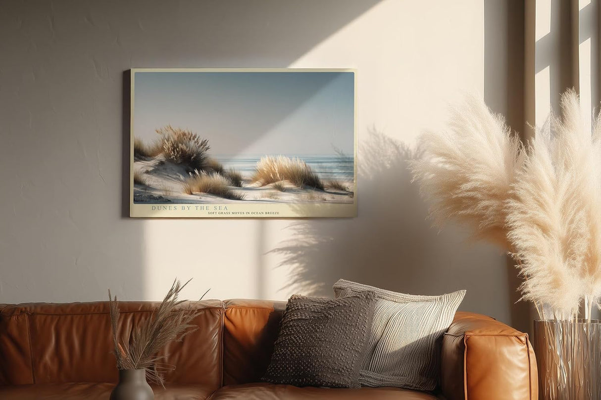 Paul Sinus Wandbild 120x80cm Dünenlandschaft Meer Strandgras ruhige Küste minimalistische Naturkunst moderne Strand