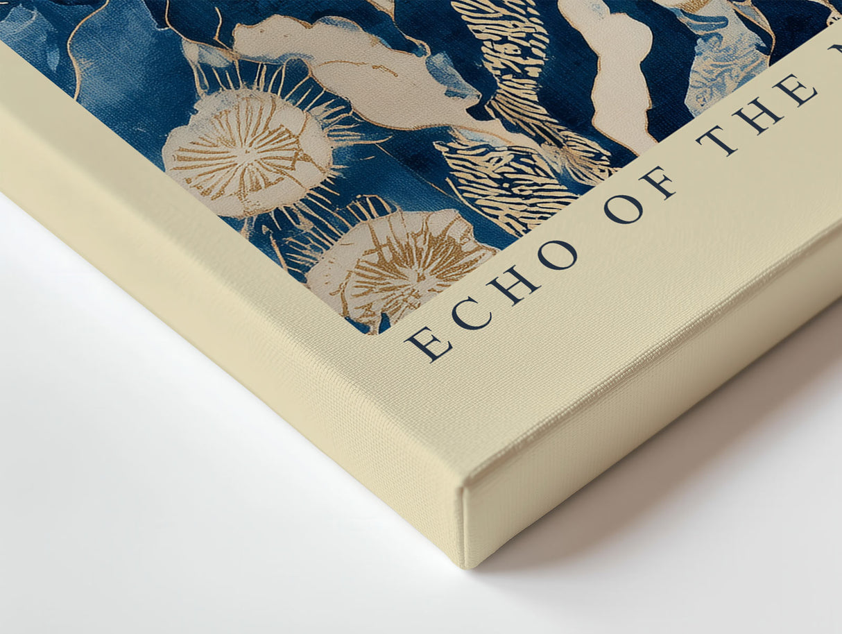 Paul Sinus Wandbild Echo of the Northern Woods Wolf in Blue and Gold Forest Patterns