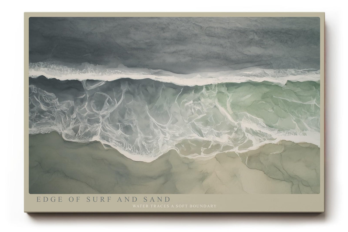 Paul Sinus Wandbild 120x80cm Edge of Surf and Sand Luftaufnahme Meer Wellen Strand Natur Fotokunst Poster für Wohnzimmer Schlafzimmer Büro
