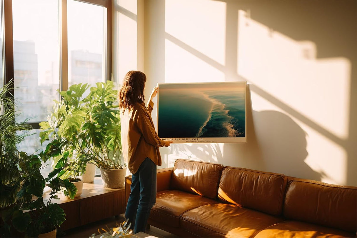 Paul Sinus Wandbild 120x80cm Edge of the Blue World Luftaufnahme Meer Ozean Natur Poster für Wohnzimmer Büro Schlafzimmer