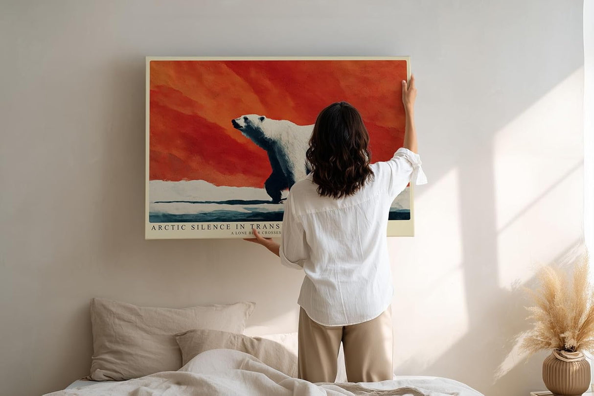 Paul Sinus Wandbild 120x80cm Eisbär Arktis Natur Kunstmotiv Polarlandschaft mit starkem Farbkontrast