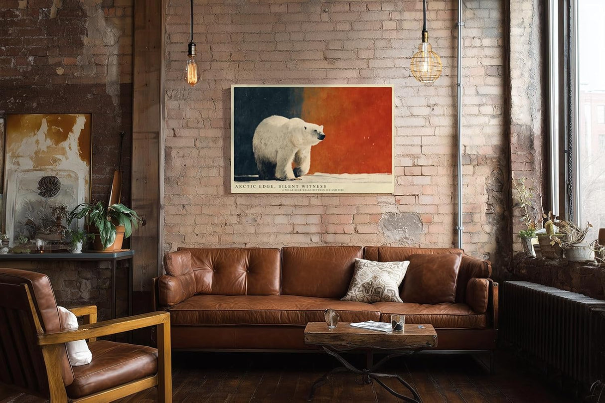 Paul Sinus Wandbild 120x80cm Eisbär in arktischer Landschaft Moderne Tierkunst mit starkem Farbkontrast fuer stilvolle Raeume