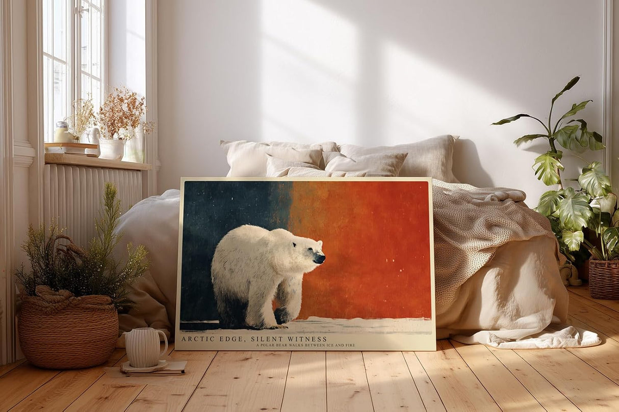 Paul Sinus Wandbild 120x80cm Eisbär in arktischer Landschaft Moderne Tierkunst mit starkem Farbkontrast fuer stilvolle Raeume