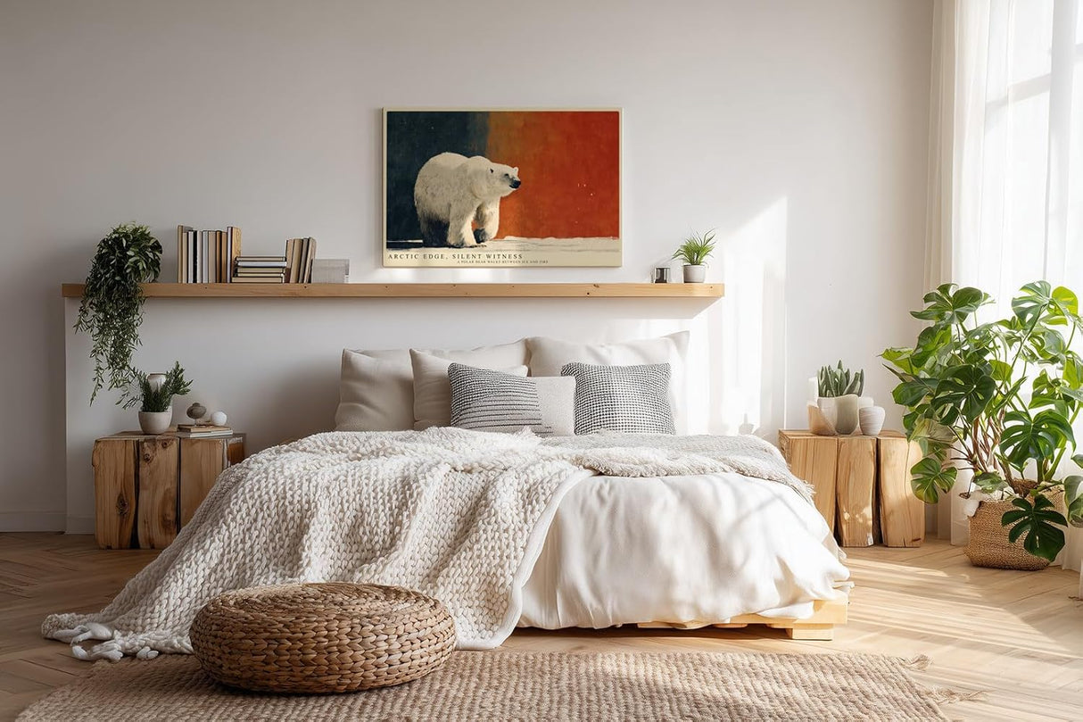 Paul Sinus Wandbild 120x80cm Eisbär in arktischer Landschaft Moderne Tierkunst mit starkem Farbkontrast fuer stilvolle Raeume