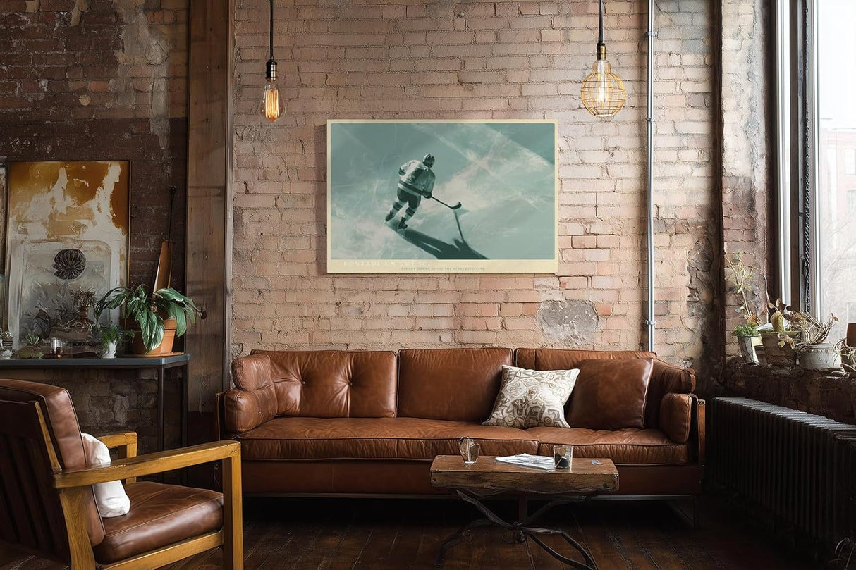 Paul Sinus Wandbild 120x80cm Eishockey Spieler auf Eis moderne Wintersport Illustration dynamische Wanddekoration