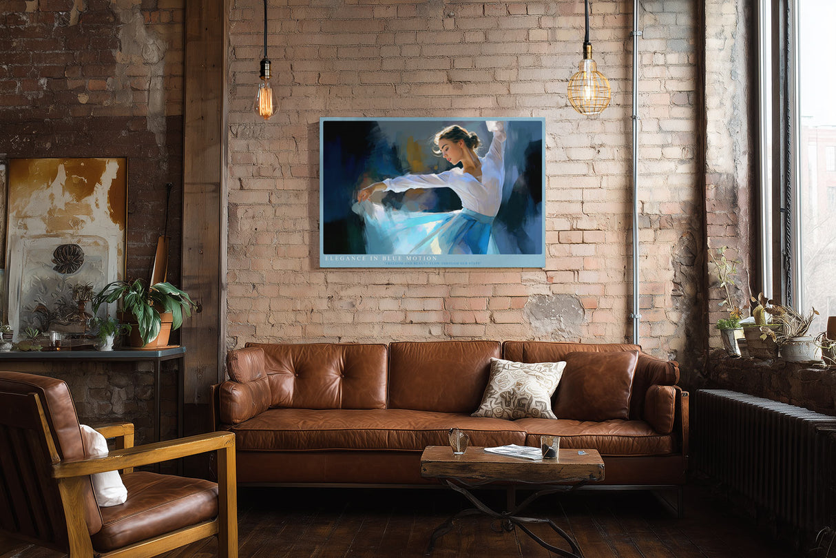 Paul Sinus Wandbild Elegance in Blue Motion dynamisches Ballettmotiv in leuchtenden Blautönen mit anmutiger Bewegung und Leichtigkeit