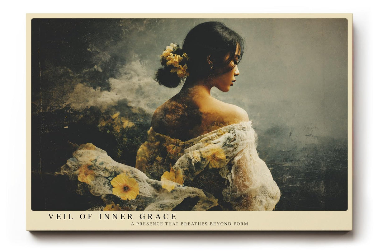 Paul Sinus Wandbild 120x80cm Elegantes Frauenportrait Blumen Kunstmotiv Romantische Figur in sanften Farben