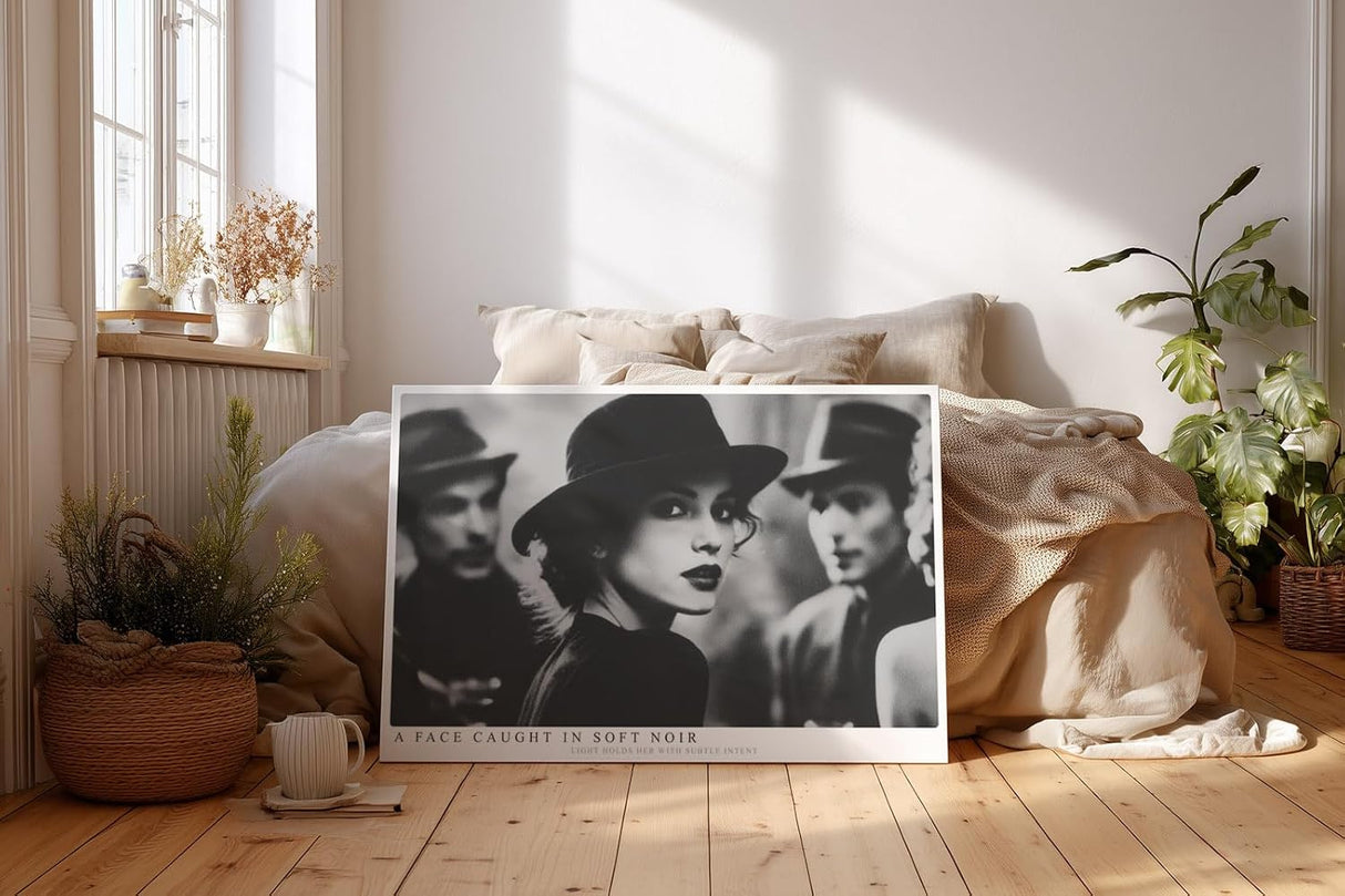 Paul Sinus Wandbild 120x80cm Elegantes Frauenportrait im Noir Stil Schwarz Weiss Fotokunst moderne Wanddekoration