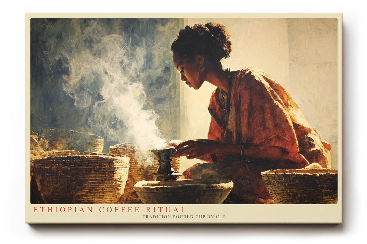 Paul Sinus Wandbild 120x80cm Ethiopian Coffee Ritual Traditionelle Kaffee Zeremonie Kultur Kunst fuer Wohnzimmer Kueche und Esszimmer