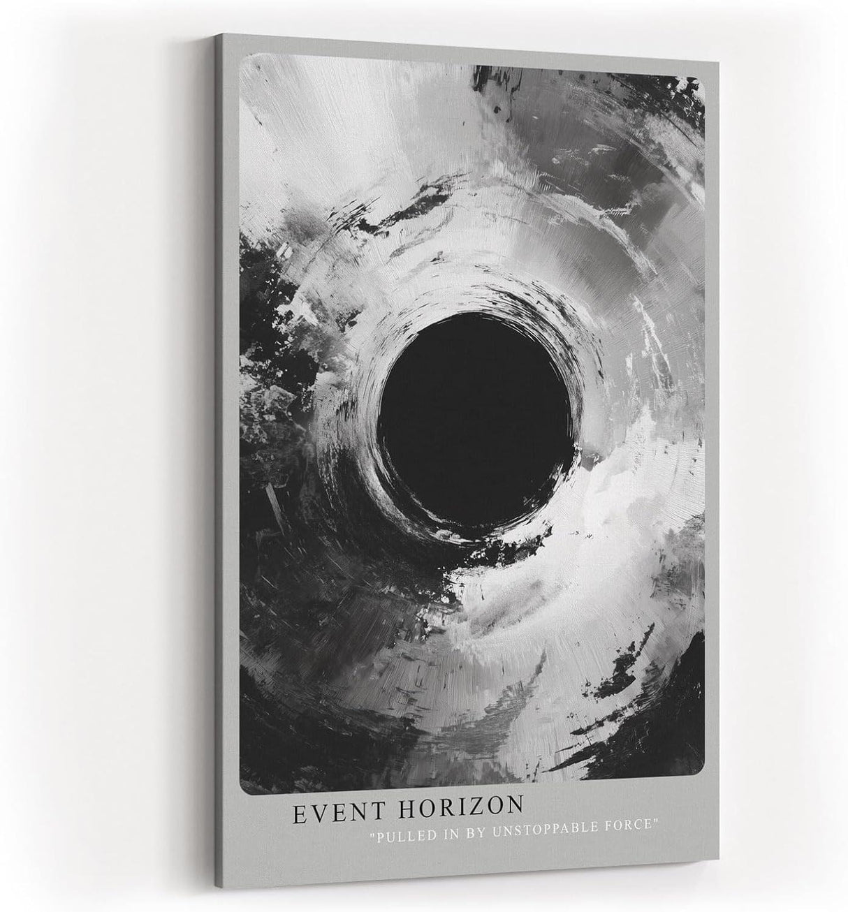 Paul Sinus Wandbild in 40x60cm Event Horizon – Monochrome Abstraktion mit tiefem Zentrum und kraftvollen Strukturen