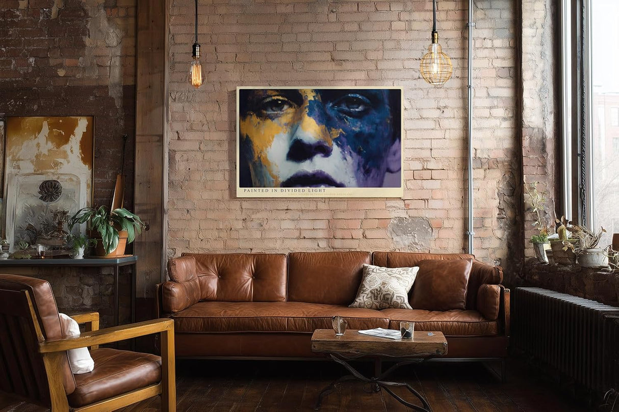 Paul Sinus Wandbild 120x80cm Expressives Frauenportrait in Blau Gold Moderne Kunst mit intensiver Farbstruktur