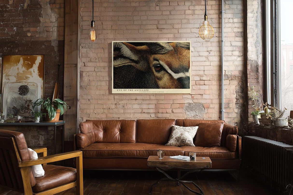 Paul Sinus Wandbild 120x80cm Eye of the Antelope Detailreiches Tierportrait Antilope Natur Kunst fuer Wohnzimmer Büro und Flur