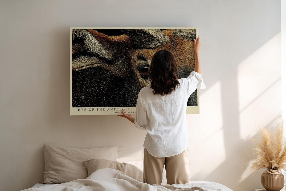 Paul Sinus Wandbild 120x80cm Eye of the Antelope Detailreiches Tierportrait Antilope Natur Kunst fuer Wohnzimmer Büro und Flur
