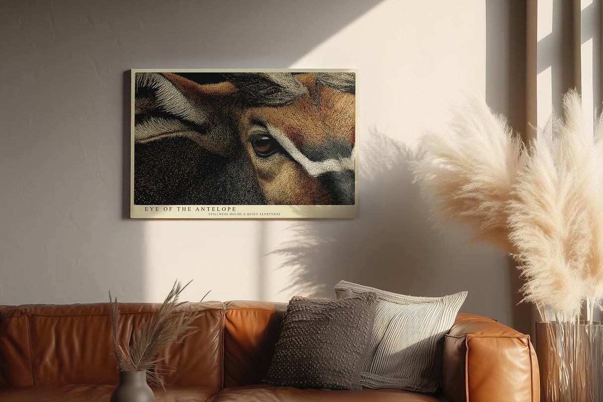 Paul Sinus Wandbild 120x80cm Eye of the Antelope Detailreiches Tierportrait Antilope Natur Kunst fuer Wohnzimmer Büro und Flur