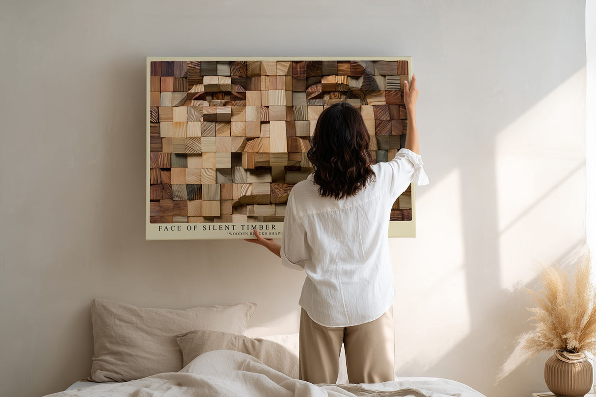 Paul Sinus Wandbild Face of Silent Timber Wooden Geometry in Human Expression