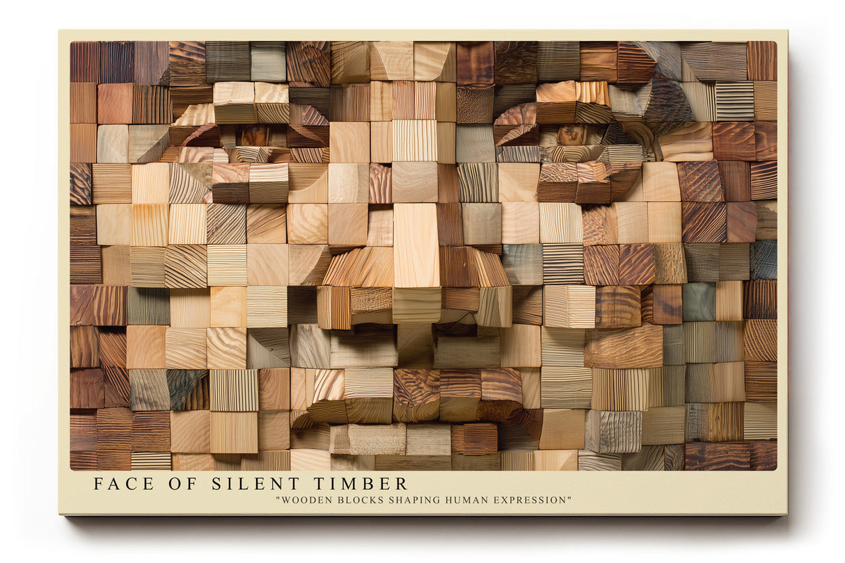 Paul Sinus Wandbild Face of Silent Timber Wooden Geometry in Human Expression