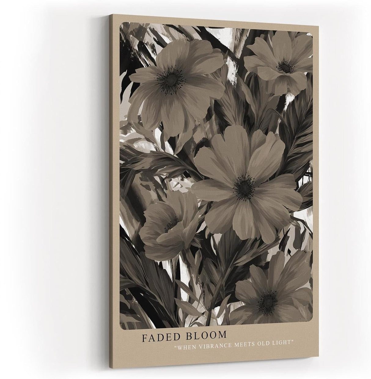 Paul Sinus Wandbild in 40x60cm Faded Bloom – Sepiafarbene Blüten im nostalgischen Stil mit malerischer Struktur