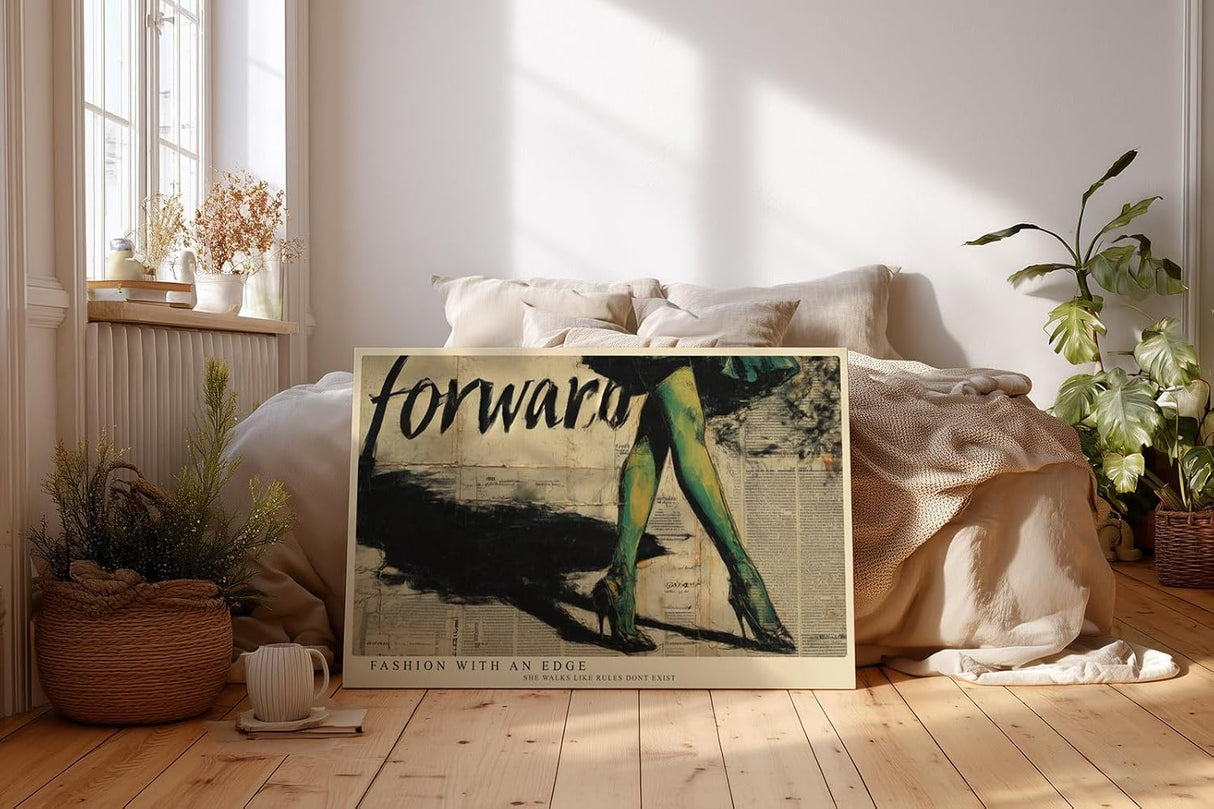Paul Sinus Wandbild 120x80cm Fashion Collage Beine in Gruenen High Heels Moderne Mode Kunst Wanddekoration