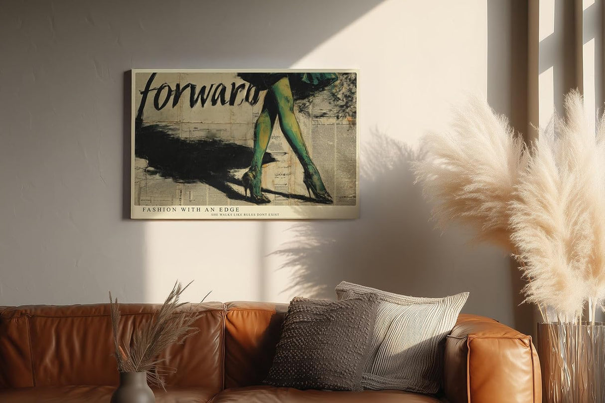 Paul Sinus Wandbild 120x80cm Fashion Collage Beine in Gruenen High Heels Moderne Mode Kunst Wanddekoration