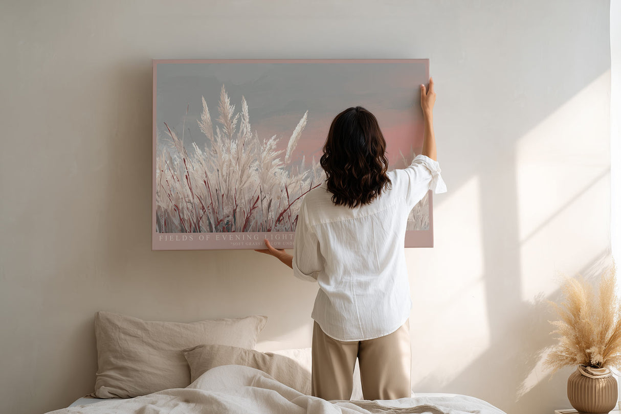 Paul Sinus Wandbild Fields of Evening Light – Abendliche Wiese im warmen Licht