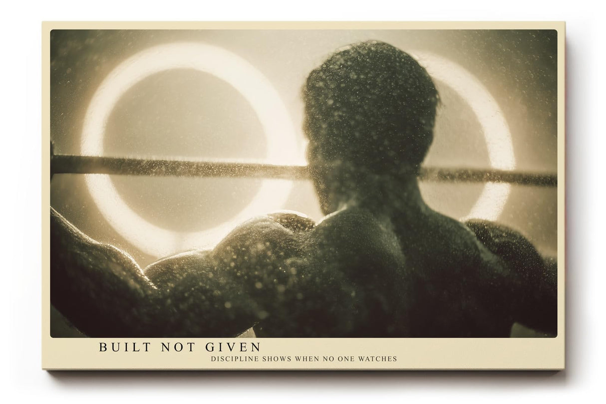 Paul Sinus Wandbild 120x80cm Fitness Motivation Athlet Krafttraining dramatische Sport Fotokunst warmes Licht moderner Kunstdruck Wanddekoration für Wohnzimmer Fitnessraum Büro