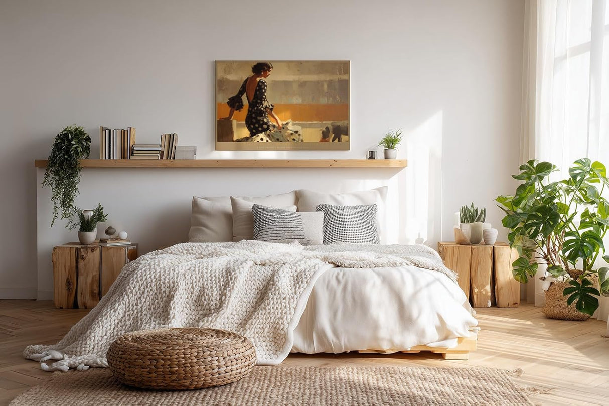 Paul Sinus Wandbild 120x80cm Flamenco Szene Sevilla elegante Frau spanische Kunst Wanddekoration mediterranes Motiv Wohnzimmer Schlafzimmer