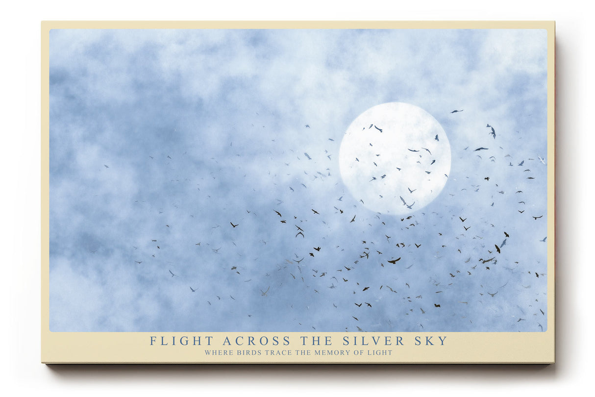 Paul Sinus Wandbild Flight Across the Silver Sky Birds in Motion beneath the Pale Moonlight