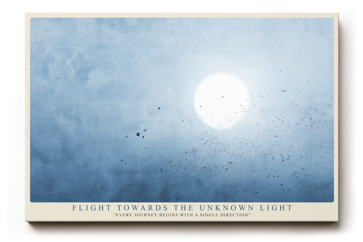 Paul Sinus Wandbild Flight Towards the Unknown Light Minimalist Journey in Blue Atmosphere