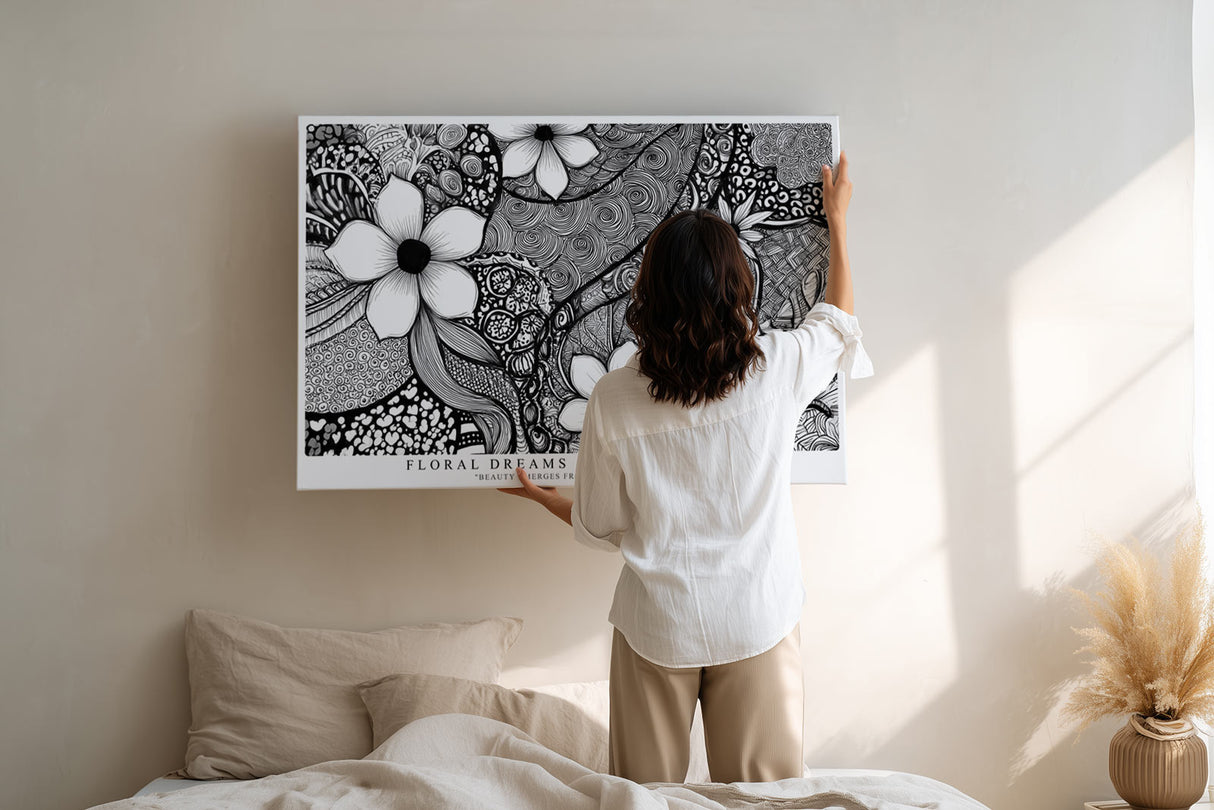 Paul Sinus Wandbild Floral Dreams in Monochrome Artistic Harmony in Black and White