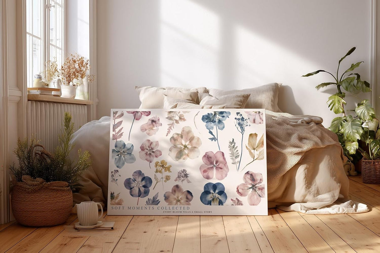 Paul Sinus Wandbild 120x80cm florale Illustration Blumen Sammlung in Pastellfarben moderne botanische Kunst stilvolles Naturbild für Wohnzimmer Büro