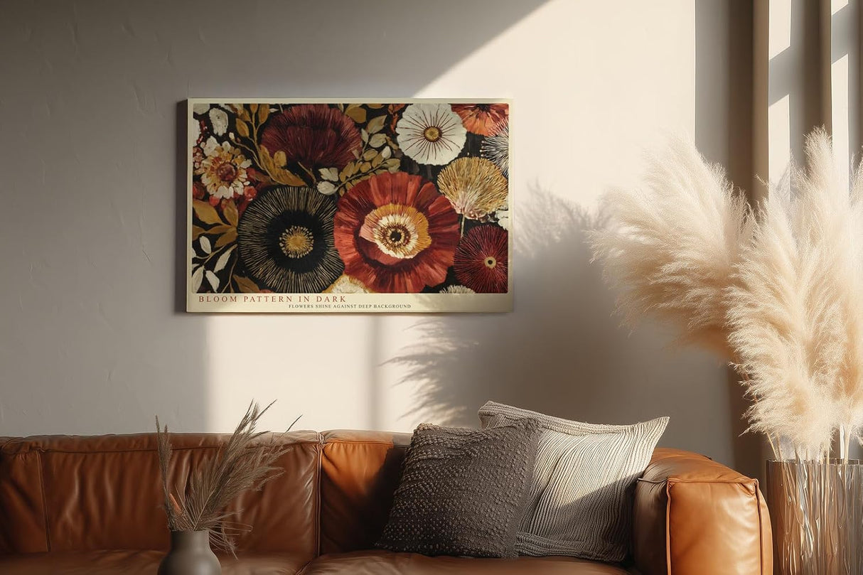 Paul Sinus Wandbild 120x80cm Florales Muster Moderne Blumen Kunst LeinWandbild 120x80cm Elegante Wanddekoration