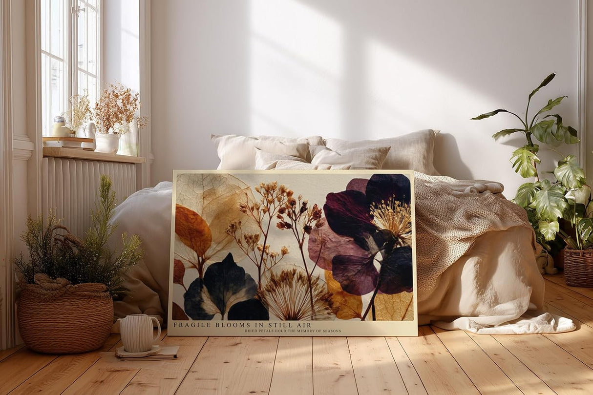 Paul Sinus Wandbild 120x80cm Fragile Blooms in Still Air botanische Trockenblumen Komposition Kunst Poster für Wohnzimmer Schlafzimmer