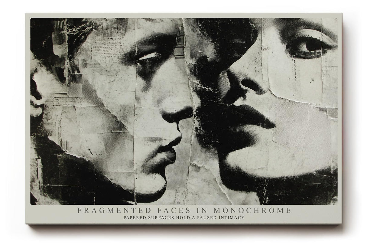 Paul Sinus Wandbild 120x80cm Fragmented Faces in Monochrome Abstrakte Portrait Kunst Schwarz Weiss Moderne Wanddekoration