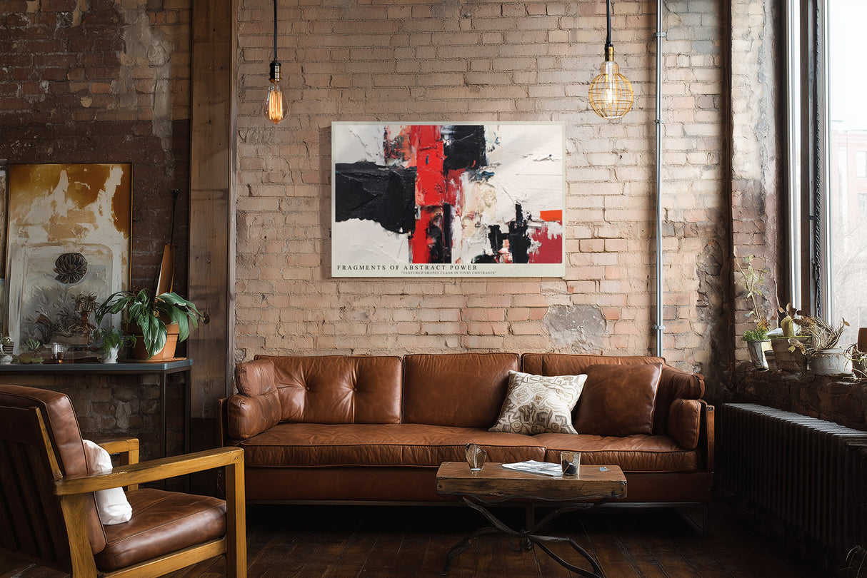 Paul Sinus Wandbild Fragments of Abstract Power Red and Black in Dynamic Texture